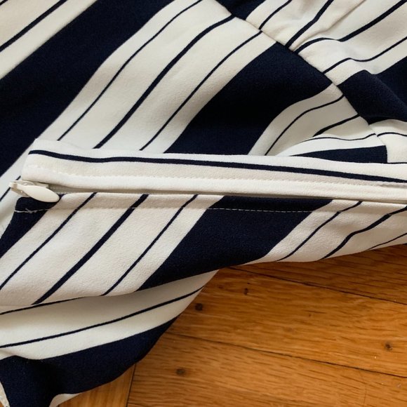 H&M Navy Blue & White Striped Strapless Jumpsuit - Picture 3 of 10
